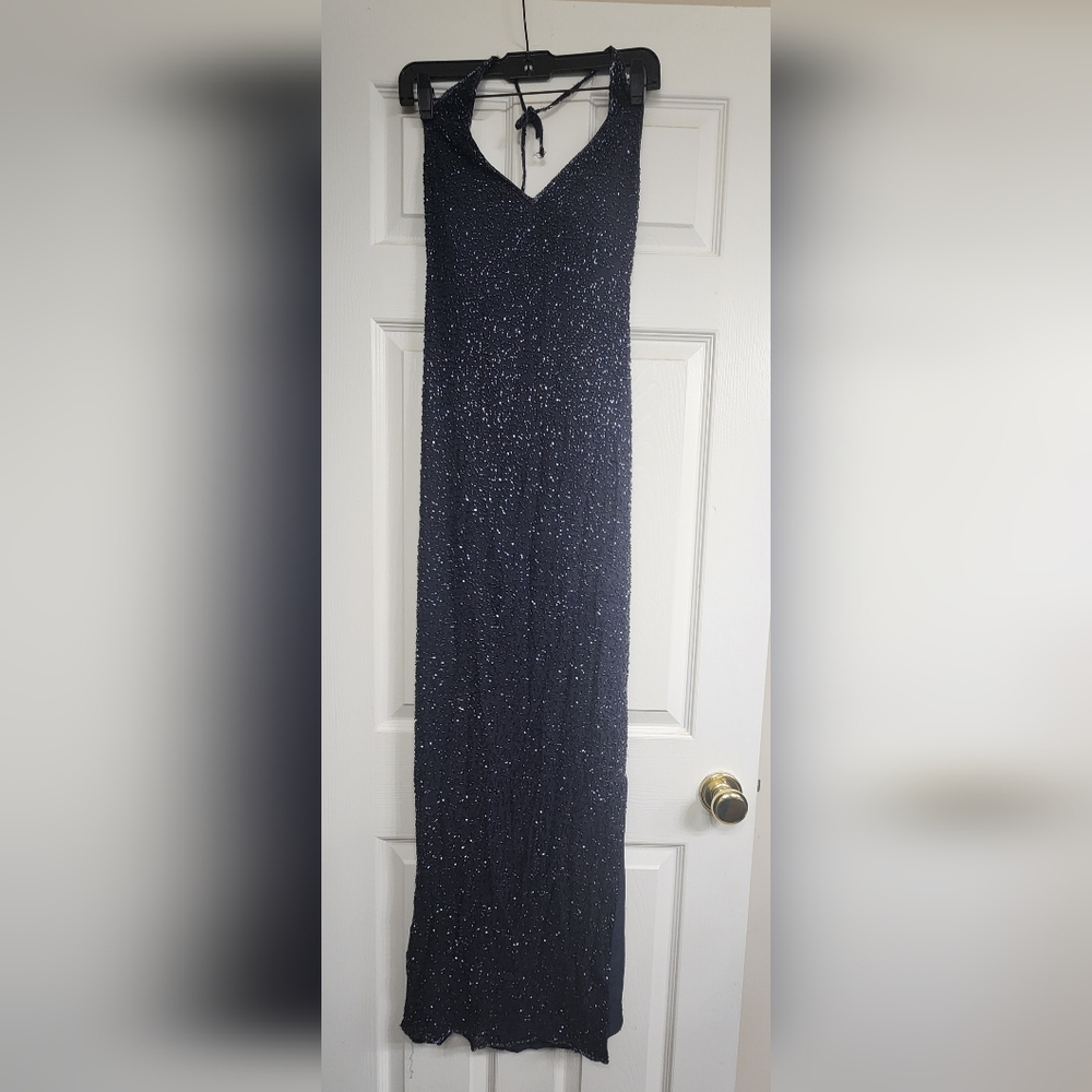 Sparkling Dark Navy Beaded Y2K formal/prom Dress